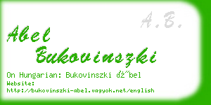 abel bukovinszki business card